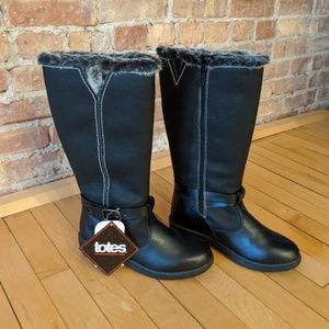 totes Tall Winter Boots w/ Faux Fur * New * Black